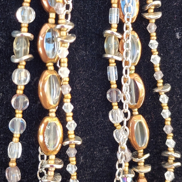 Cookie Lee Bronze and Silver Multi-Strand Necklace #89775 NWT - Picture 2 of 7